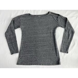 LOFT Heather Gray Lightweight Knit Sweater Top Asymmetric Shoulder Zip Small